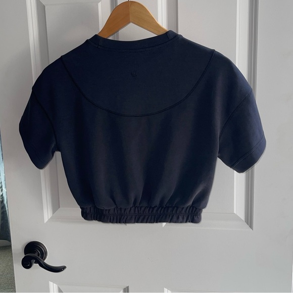 LULULEMON Softstreme Gathered T-Shirt Black Dark Grey Short Sleeve Top Sz 2 - Picture 4 of 8